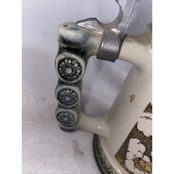 Vintage Gerzit Gerz Beer Stein Mug Lid W Germany Zodiac Cherub Gold Ceramic - Picture 11 of 11